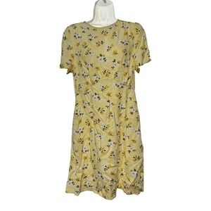Old Navy Floral Mini Dress Women Medium Yellow NEW Short Sleeve Empire Waist